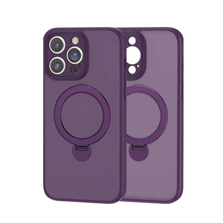 For iPhone 15 Pro 360 Magsafe Ring Holder TPU Hybrid PC Phone Case(Purple) - iPhone 15 Pro Cases by buy2fix | Online Shopping UK | buy2fix