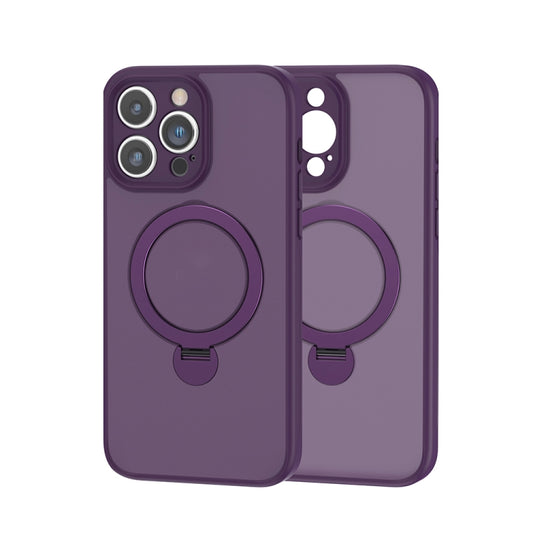 For iPhone 15 Pro 360 Magsafe Ring Holder TPU Hybrid PC Phone Case(Purple) - iPhone 15 Pro Cases by buy2fix | Online Shopping UK | buy2fix