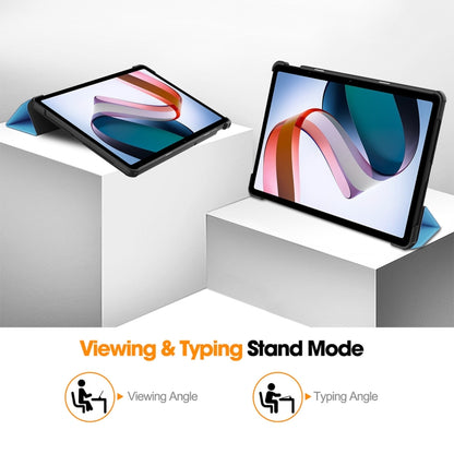 For Redmi Pad SE 11.0 ENKAY Tri-fold Custer Texture Leather Smart Tablet Case(Dark Blue) by ENKAY