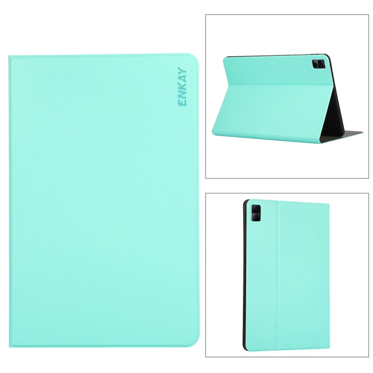 For Redmi Pad SE 11.0 ENKAY Leather Stand Smart Tablet Case(Cyan) by ENKAY