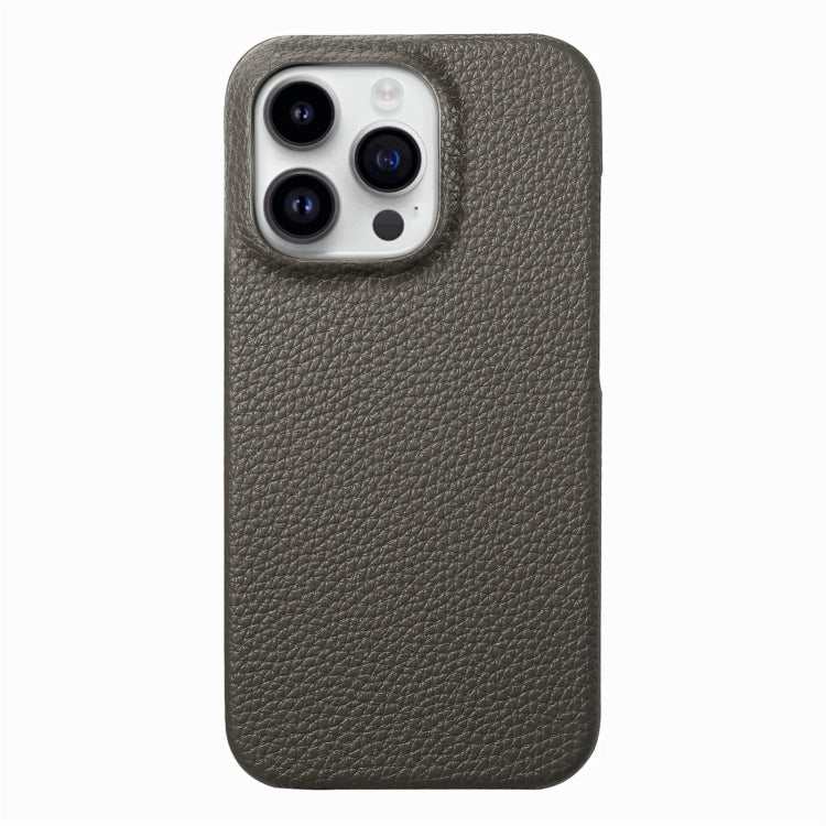 For iPhone 15 Pro Max Litchi Oil Edge Leather Back Phone Case(Grey) - iPhone 15 Pro Max Cases by buy2fix | Online Shopping UK | buy2fix