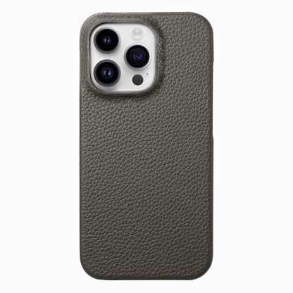 For iPhone 15 Pro Max Litchi Oil Edge Leather Back Phone Case(Grey) - iPhone 15 Pro Max Cases by buy2fix | Online Shopping UK | buy2fix