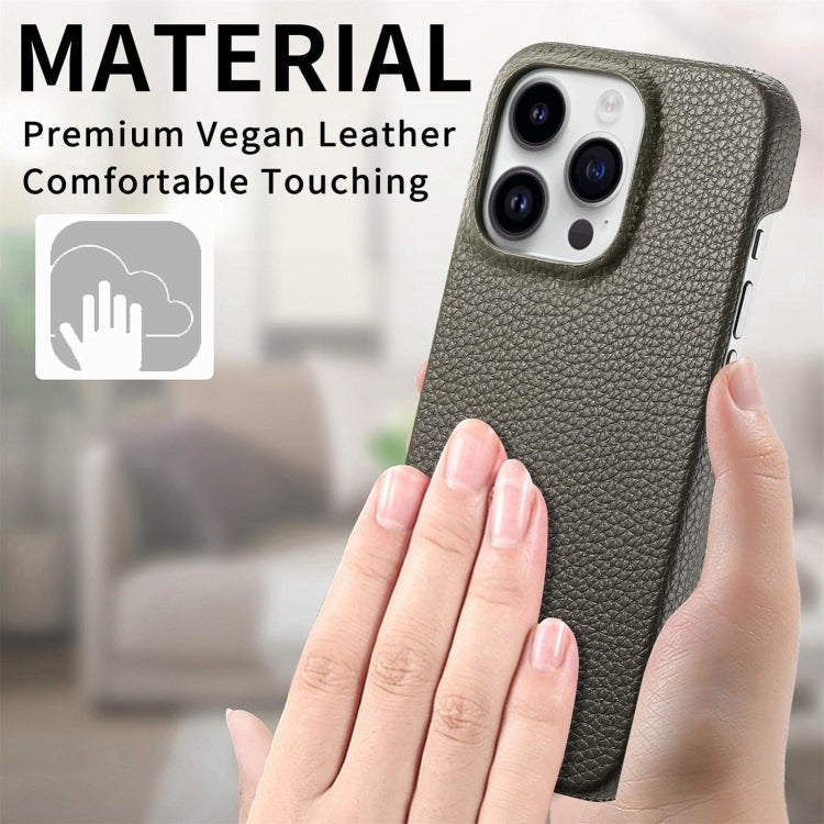 For iPhone 15 Pro Max Litchi Oil Edge Leather Back Phone Case(Grey) - iPhone 15 Pro Max Cases by buy2fix | Online Shopping UK | buy2fix