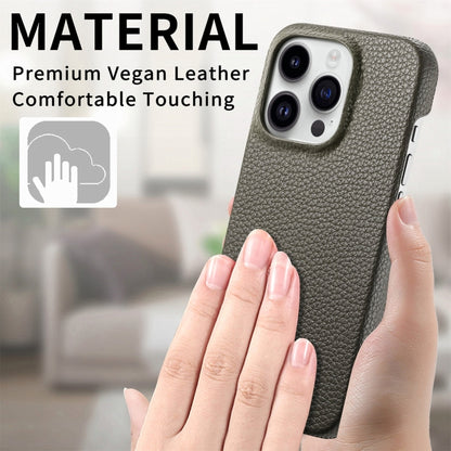 For iPhone 15 Pro Max Litchi Oil Edge Leather Back Phone Case(Grey) - iPhone 15 Pro Max Cases by buy2fix | Online Shopping UK | buy2fix