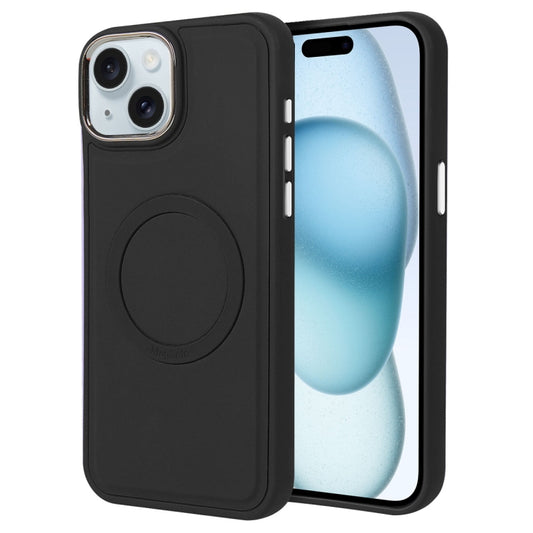 For iPhone 15 Plus Imitation Liquid Skin Feel Plating Magsafe Phone Case(Black) - iPhone 15 Plus Cases by buy2fix | Online Shopping UK | buy2fix