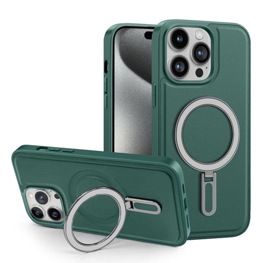 For iPhone 15 Pro Shield MagSafe Magnetic Holder Phone Case(Green) - iPhone 15 Pro Cases by buy2fix | Online Shopping UK | buy2fix