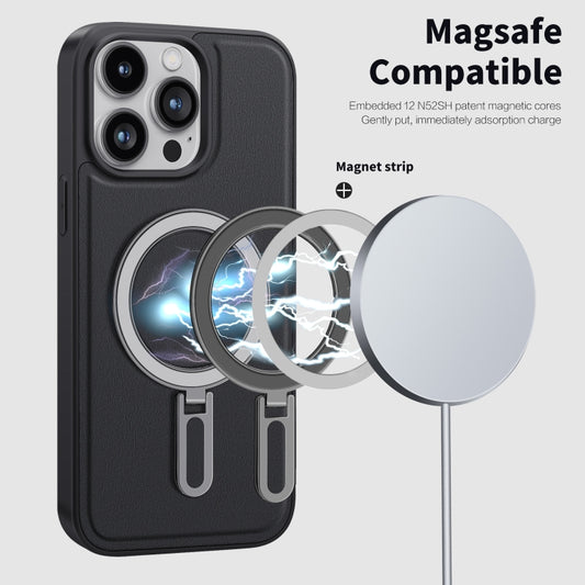 For iPhone 15 Pro Shield MagSafe Magnetic Holder Phone Case(Blue) - iPhone 15 Pro Cases by buy2fix | Online Shopping UK | buy2fix