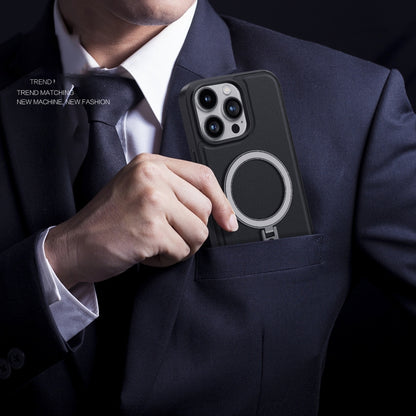 For iPhone 15 Shield MagSafe Magnetic Holder Phone Case(Black) - iPhone 15 Cases by buy2fix | Online Shopping UK | buy2fix