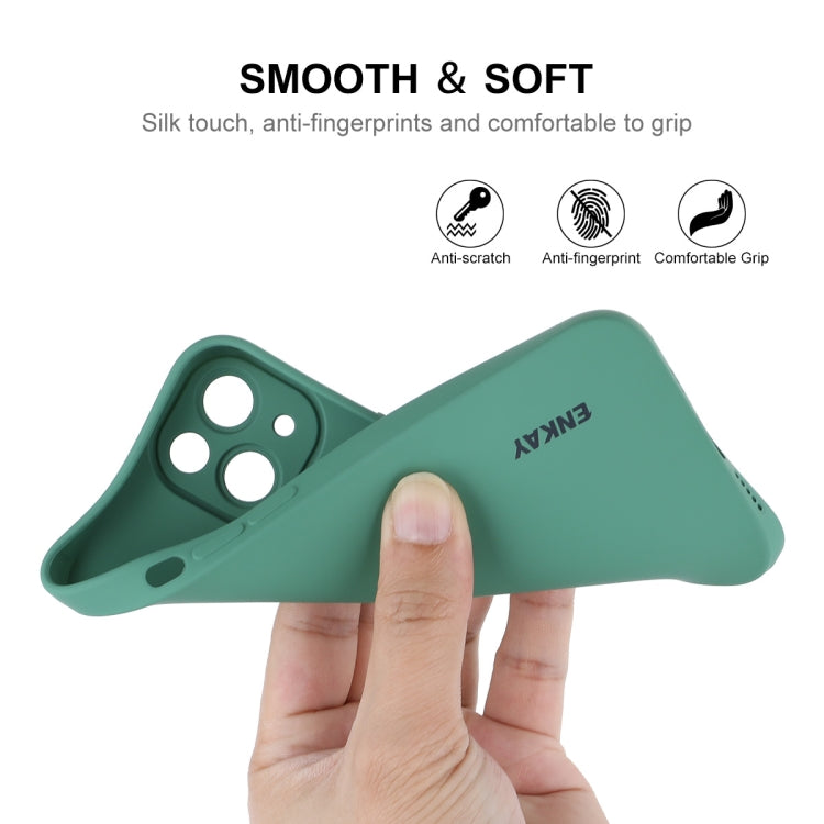 For iPhone 15 ENKAY Liquid Silicone Soft Shockproof Phone Case(Dark Green) - iPhone 15 Cases by ENKAY | Online Shopping UK | buy2fix
