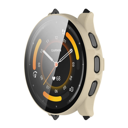 For Garmin Venu 3S ENKAY Hat-Prince Full Coverage Tempered Glass Film Integrated PC Watch Cover(Ivory White)