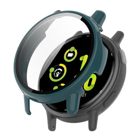 For Garmin Active 5 ENKAY Hat-Prince Full Coverage Tempered Glass Film Integrated PC Watch Cover(Dark Green)