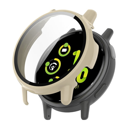 For Garmin Active 5 ENKAY Hat-Prince Full Coverage PC + Tempered Glass Film Integrated Watch Case(Ivory White) - Watch Cases by ENKAY | Online Shopping UK | buy2fix