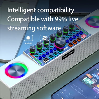 SY8 Live Sound Card All-in-one Machine Speaker Stereo Subwoofer With Mic(White) by buy2fix