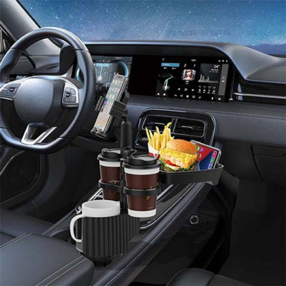 A06 Multifunctional Car Cup Mug Bottle Holder Mobile Phone Mount Stand Food Snack Tray Table(Grey) by buy2fix