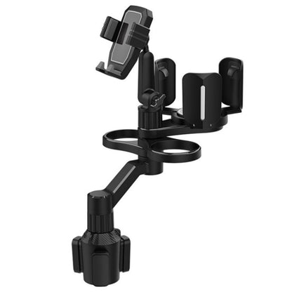 D04 Wth 2 Coffee Cup Car Cup Holder Adjustable Rotating Cell Phone Car Mount Holder(Grey) by buy2fix