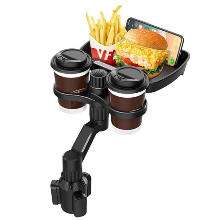 D05 Rotation Meal Tray Phone Stand Car Dining Table Plastic Car Cup Holder Mount Dual Drink Bracket by buy2fix