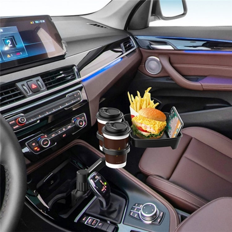 D05 Rotation Meal Tray Phone Stand Car Dining Table Plastic Car Cup Holder Mount Dual Drink Bracket by buy2fix