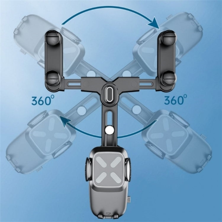 R010 Universal Vehicle Rearview Mirror Phone Holder Multifunctional Retractable Cell Phone Car Mount(Black) by buy2fix