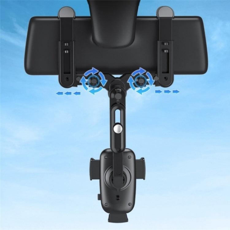 R010 Universal Vehicle Rearview Mirror Phone Holder Multifunctional Retractable Cell Phone Car Mount(Black) by buy2fix