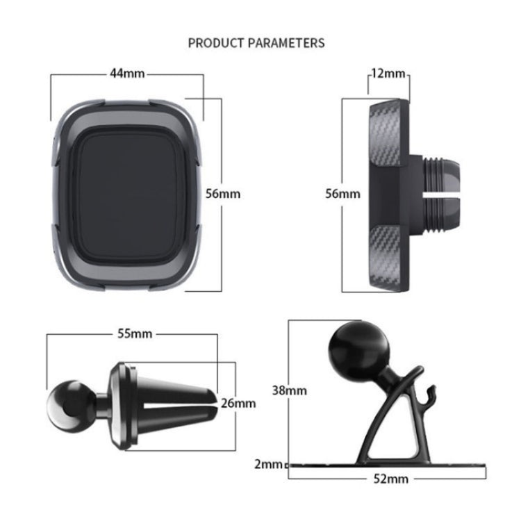 C18 With Air Vent Clip Car Adhesive Dashboard Mount Magnetic Phone Holder Bracket by buy2fix