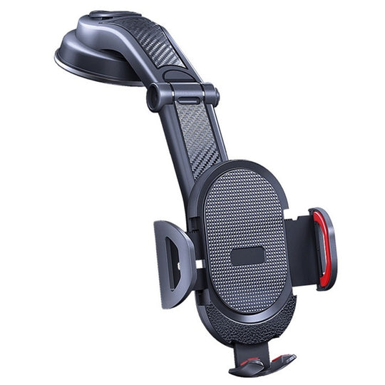ES33 Car Mobile Phone Holder Bracket Carbon Fiber 360 Degree Rotation Suction Cup Mount(Red)