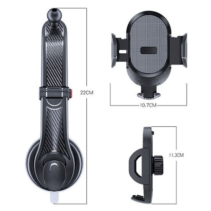 ES33 Car Mobile Phone Holder Bracket Carbon Fiber 360 Degree Rotation Suction Cup Mount(Black) by buy2fix