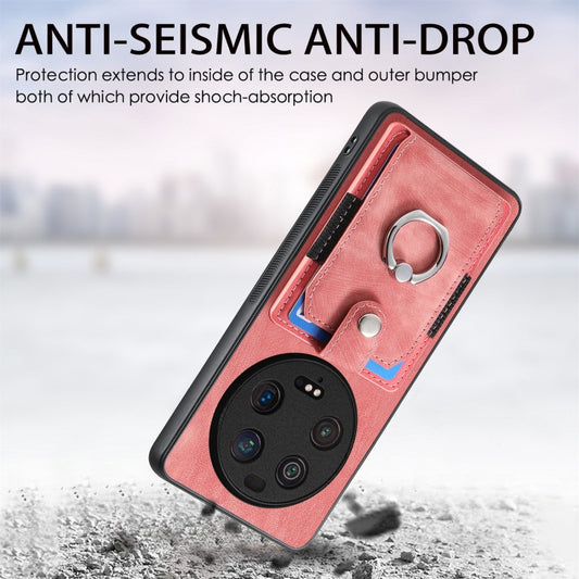 For Xiaomi 13 Ultra Retro Skin-feel Ring Card Wallet Phone Case(Pink) - Xiaomi Cases by buy2fix | Online Shopping UK | buy2fix