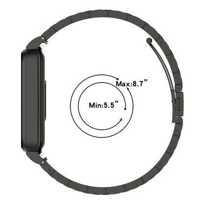 For Xiaomi Smart Band 8 Active Three Bead Stainless Steel Watch Band + Watch Metal Frame(Silver) - Watch Bands by buy2fix | Online Shopping UK | buy2fix