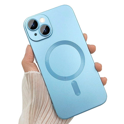 For iPhone 15 ENKAY MagSafe Matte TPU Phone Case with Lens Film & Screen Glass Film(Silver) - iPhone 15 Cases by ENKAY | Online Shopping UK | buy2fix
