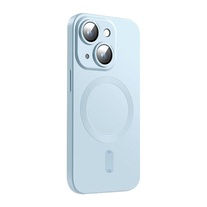 For iPhone 15 ENKAY MagSafe Matte TPU Phone Case with Lens Film(Blue) - iPhone 15 Cases by ENKAY | Online Shopping UK | buy2fix