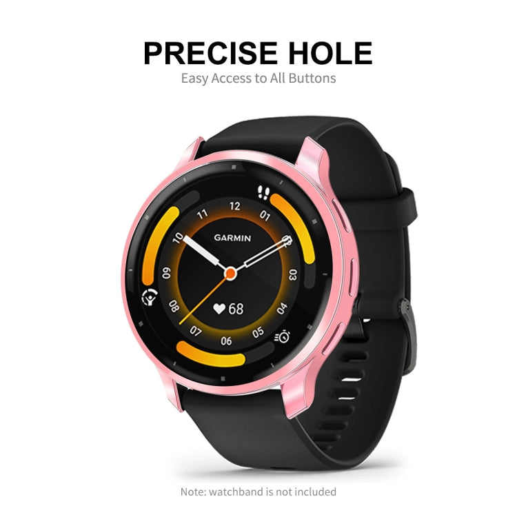For Garmin Venu 3 ENKAY Hat-Prince Full Coverage Electroplated TPU Watch Case with Screen Protection(Pink) - Watch Cases by ENKAY | Online Shopping UK | buy2fix