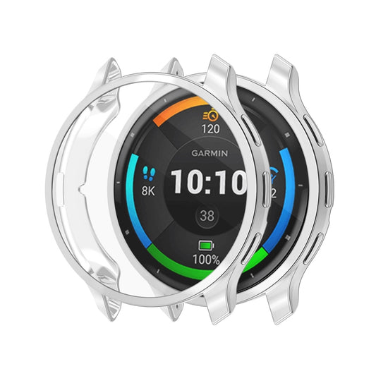 For Garmin Venu 3 ENKAY Hat-Prince Full Coverage Electroplated TPU Watch Case with Screen Protection(Silver) - Watch Cases by ENKAY | Online Shopping UK | buy2fix