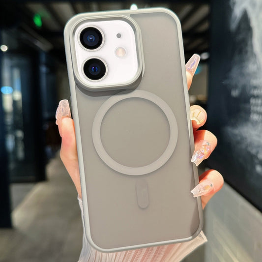 For iPhone 12 Transparent TPU Hybrid PC Magsafe Phone Case(Grey) - iPhone 12 / 12 Pro Cases by buy2fix | Online Shopping UK | buy2fix