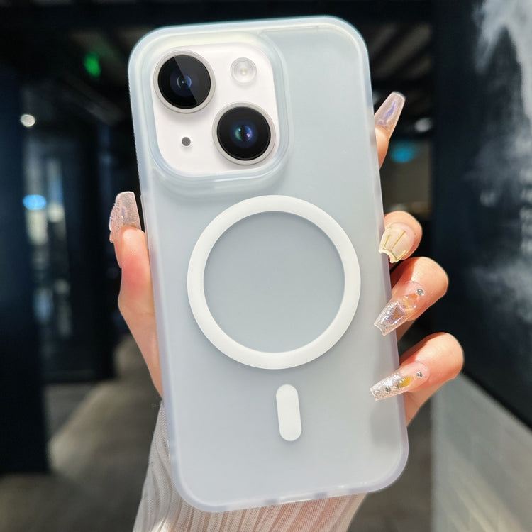 For iPhone 14 Transparent TPU Hybrid PC Magsafe Phone Case(White) by buy2fix