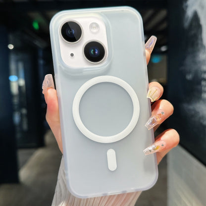 For iPhone 15 Transparent TPU Hybrid PC Magsafe Phone Case(White) - iPhone 15 Cases by buy2fix | Online Shopping UK | buy2fix