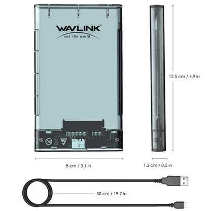 WAVLINK ST239 USB3.0 Transparent SATA External Solid-state SSD 2.5-inch Mobile Hard Disk Case - HDD Enclosure by WAVLINK | Online Shopping UK | buy2fix