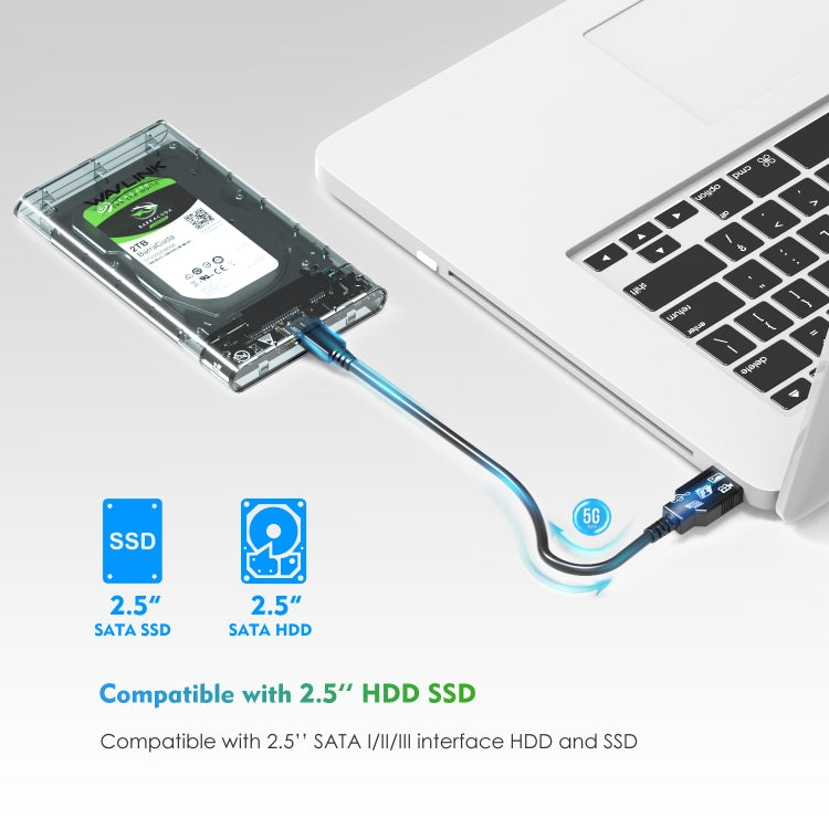 WAVLINK ST239 USB3.0 Transparent SATA External Solid-state SSD 2.5-inch Mobile Hard Disk Case - HDD Enclosure by WAVLINK | Online Shopping UK | buy2fix