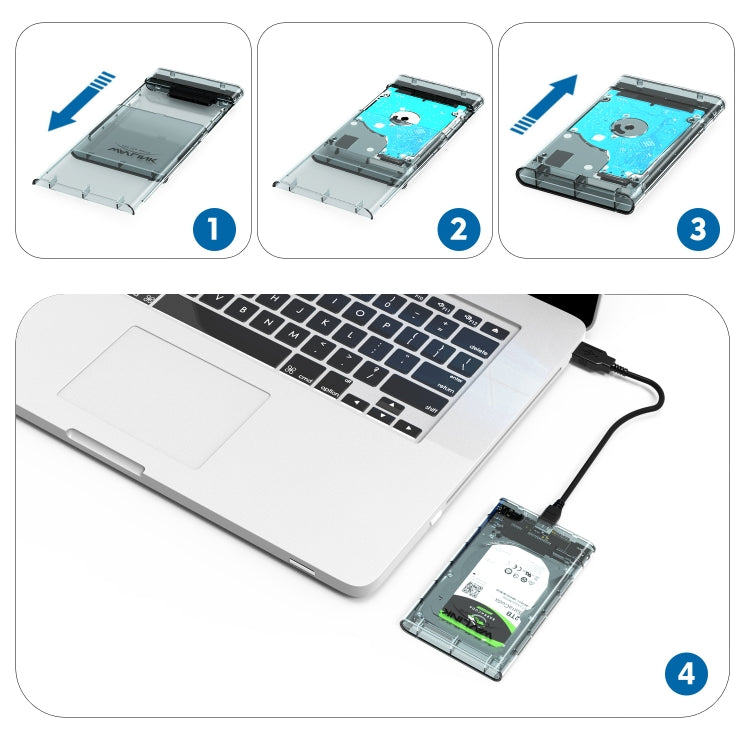 WAVLINK ST239 USB3.0 Transparent SATA External Solid-state SSD 2.5-inch Mobile Hard Disk Case - HDD Enclosure by WAVLINK | Online Shopping UK | buy2fix