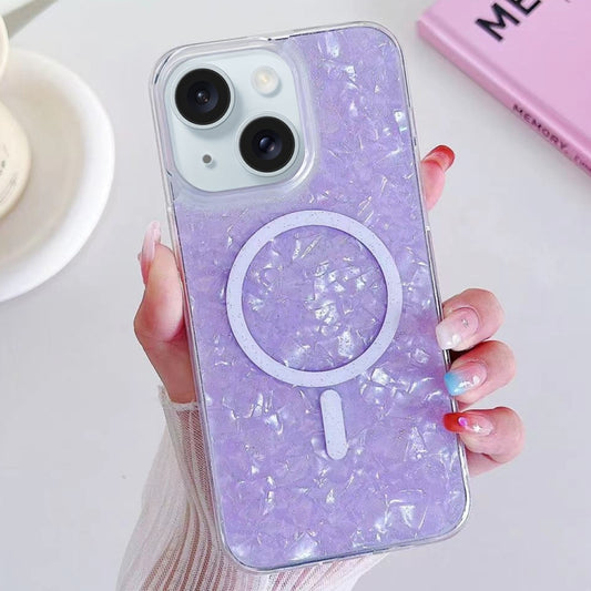 For iPhone 15 Shell Texture MagSafe TPU Phone Case(Purple) - iPhone 15 Cases by buy2fix | Online Shopping UK | buy2fix