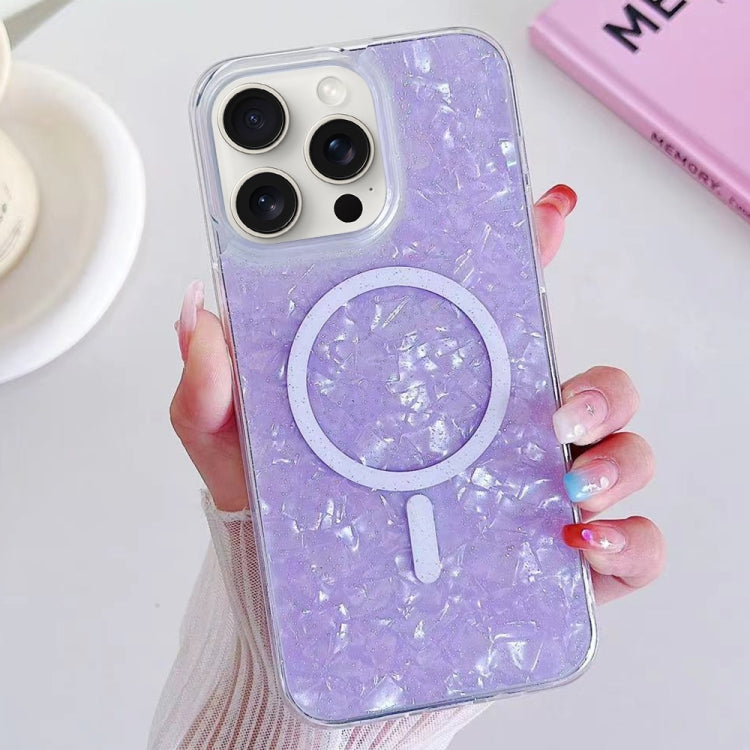 For iPhone 15 Pro Shell Texture MagSafe TPU Phone Case(Purple) - iPhone 15 Pro Cases by buy2fix | Online Shopping UK | buy2fix