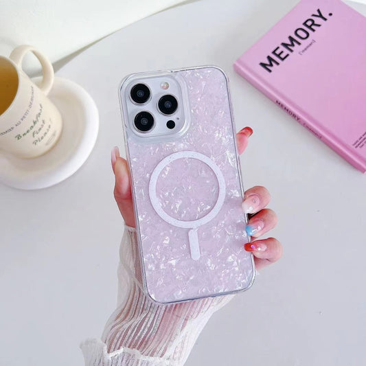 For iPhone 14 Plus Shell Texture MagSafe TPU Phone Case(Pink) - iPhone 14 Plus Cases by buy2fix | Online Shopping UK | buy2fix
