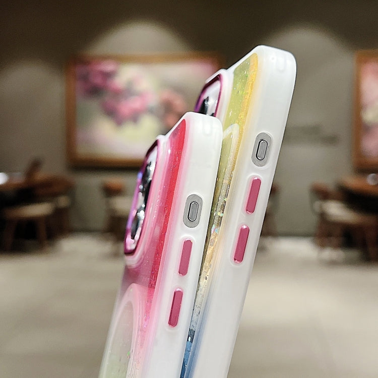 For iPhone 15 Pro Max Multicolor Gradient Glitter Sequin MagSafe TPU Phone Case(Orange+Green) - iPhone 15 Pro Max Cases by buy2fix | Online Shopping UK | buy2fix