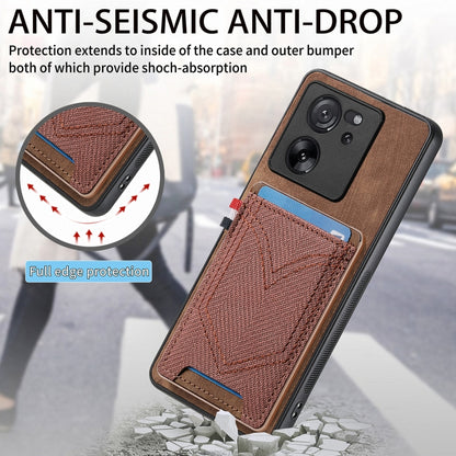 For Xiaomi 13T / 13T Pro Denim Texture Leather Skin Phone Case with Card Slot(Brown) - Xiaomi Cases by buy2fix | Online Shopping UK | buy2fix