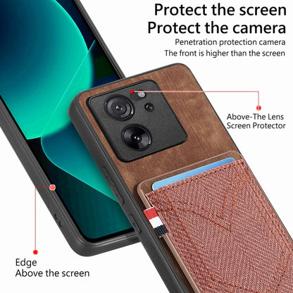For Xiaomi 13T / 13T Pro Denim Texture Leather Skin Phone Case with Card Slot(Brown) - Xiaomi Cases by buy2fix | Online Shopping UK | buy2fix