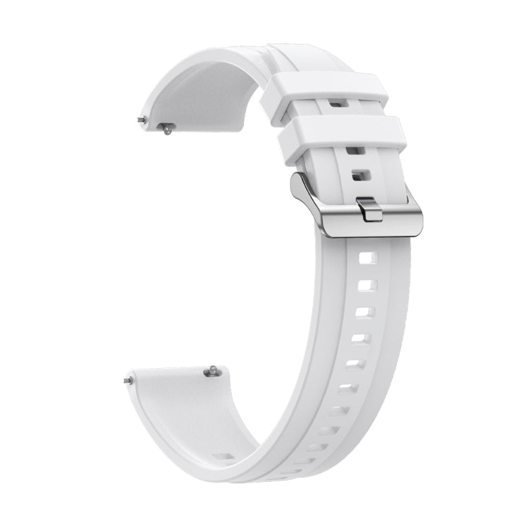 For Huawei Watch GT4 46mm Tire Pattern Silver Buckle Silicone Watch Band(White) by buy2fix