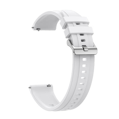 For Huawei Watch GT4 46mm Tire Pattern Silver Buckle Silicone Watch Band(White) by buy2fix