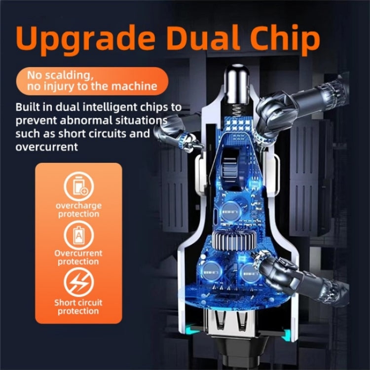 K15 Car Adapter 3 in 1 Stretchable Cable 22.5W Quick Charge Cigarette Lighter Dual USB Ports - Car Charger by buy2fix | Online Shopping UK | buy2fix