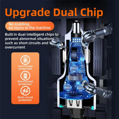 K15 Car Adapter 3 in 1 Stretchable Cable 22.5W Quick Charge Cigarette Lighter Dual USB Ports - Car Charger by buy2fix | Online Shopping UK | buy2fix