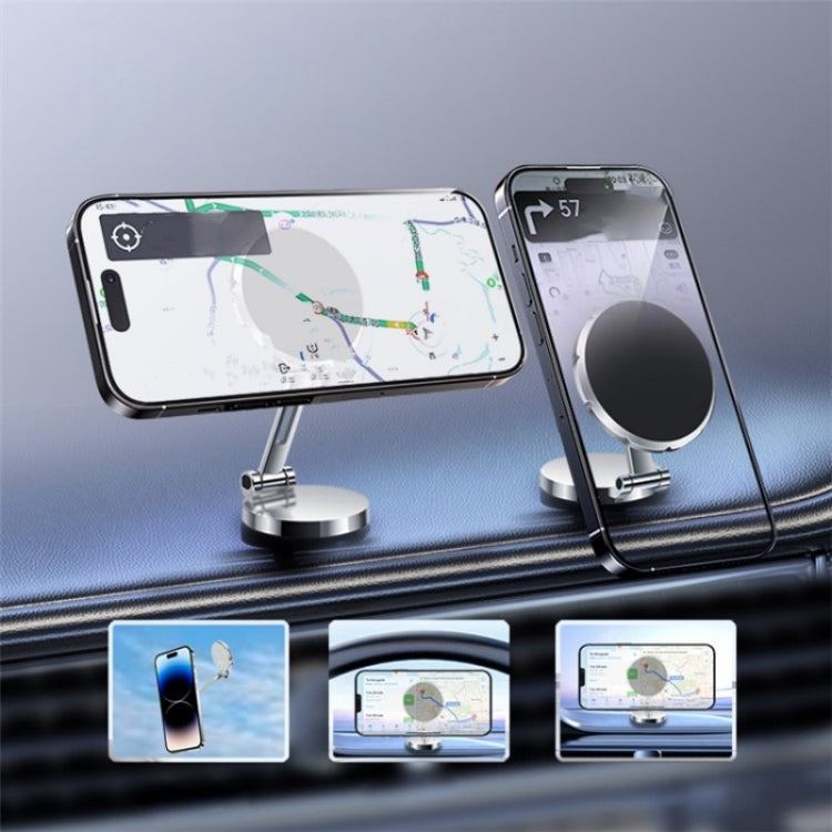 G158 360-Degree Rotating Metal Phone Stand Dashboard Folding Magnetic Car Mount(Gray) by buy2fix