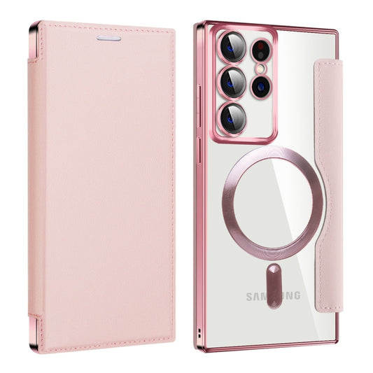 For Samsung Galaxy S22 Ultra 5G Shield MagSafe RFID Anti-theft Leather Phone Case(Pink) - Galaxy S22 Ultra 5G Cases by buy2fix | Online Shopping UK | buy2fix